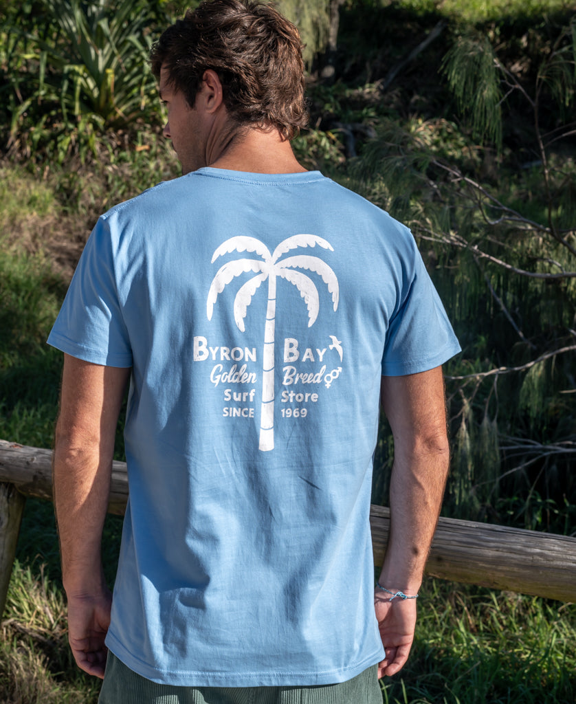 Golden Breed Byron Palm Loco Tee | Azure Blue - T-Shirts