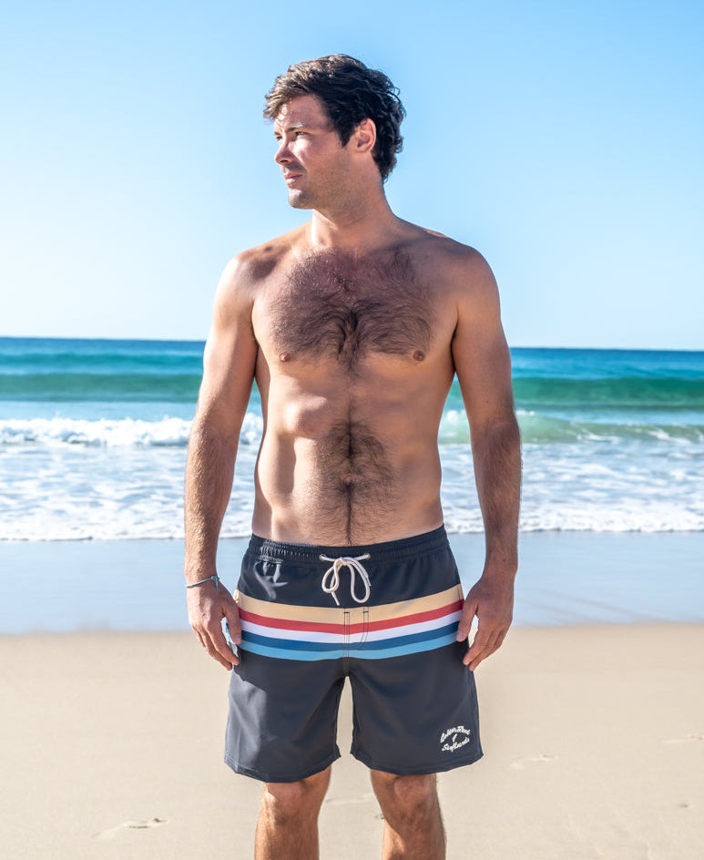 Golden Breed GoJo Elastic Waist Boardie | Wash Black - Boardshorts