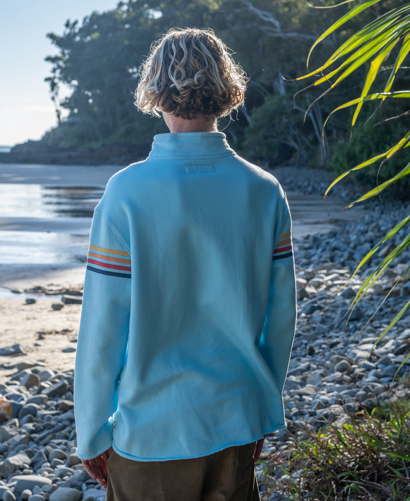 Golden Breed Fort 1/4 Zip Sweater | Turquoise - Sweatshirts