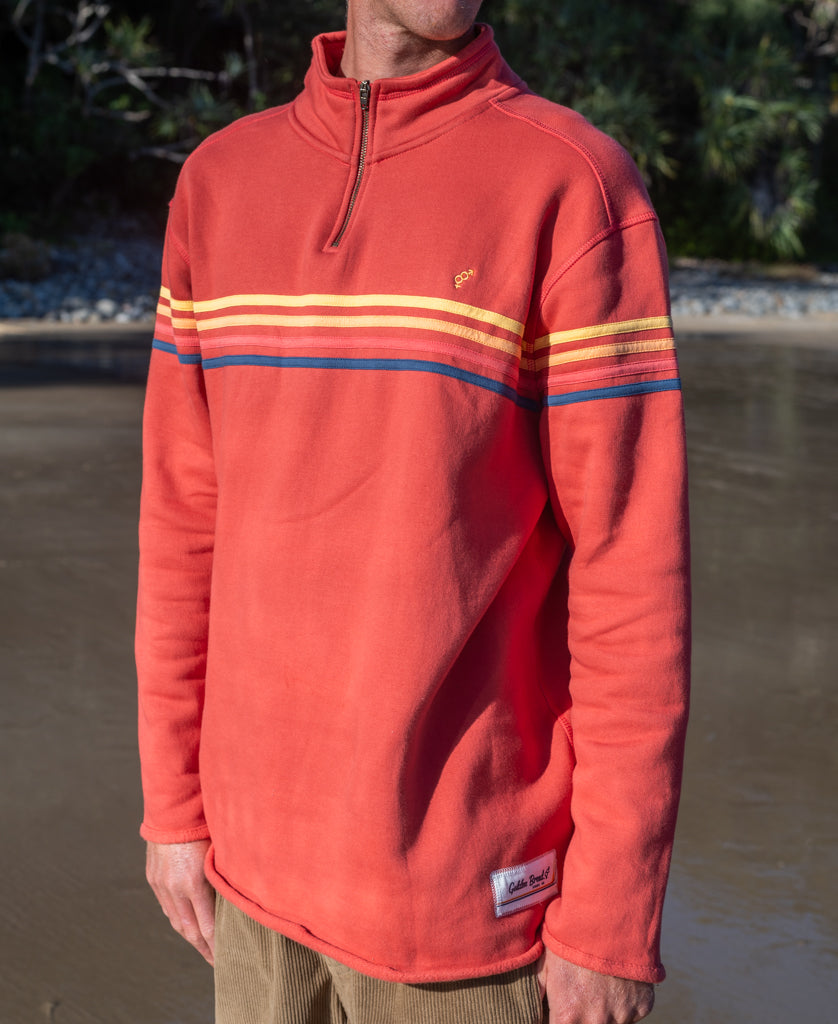 Golden Breed Fort 1/4 Zip Sweater | Wash Red - Sweaters