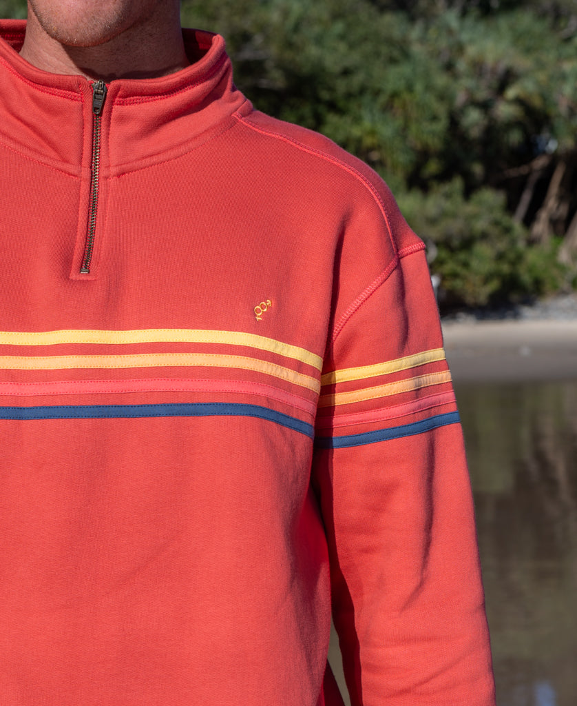 Golden Breed Fort 1/4 Zip Sweater | Wash Red - Sweaters