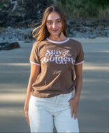 Golden Breed Stay Golden Ringer | Espresso/Baby Pink - T-Shirts