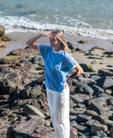 Golden Breed Becca Retro Tee | Surf Blue/Off White - T-Shirts