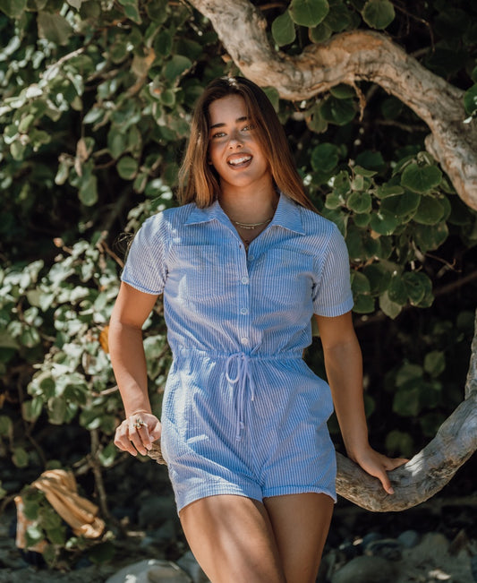 Lexi Playsuit | Blue/White Stripe