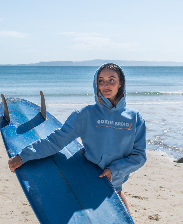 Golden Breed Holly Hoodie | Surf Blue/Off White - Hoodies