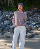 Golden Breed Mary LS | Espresso/Baby Pink - T-Shirts