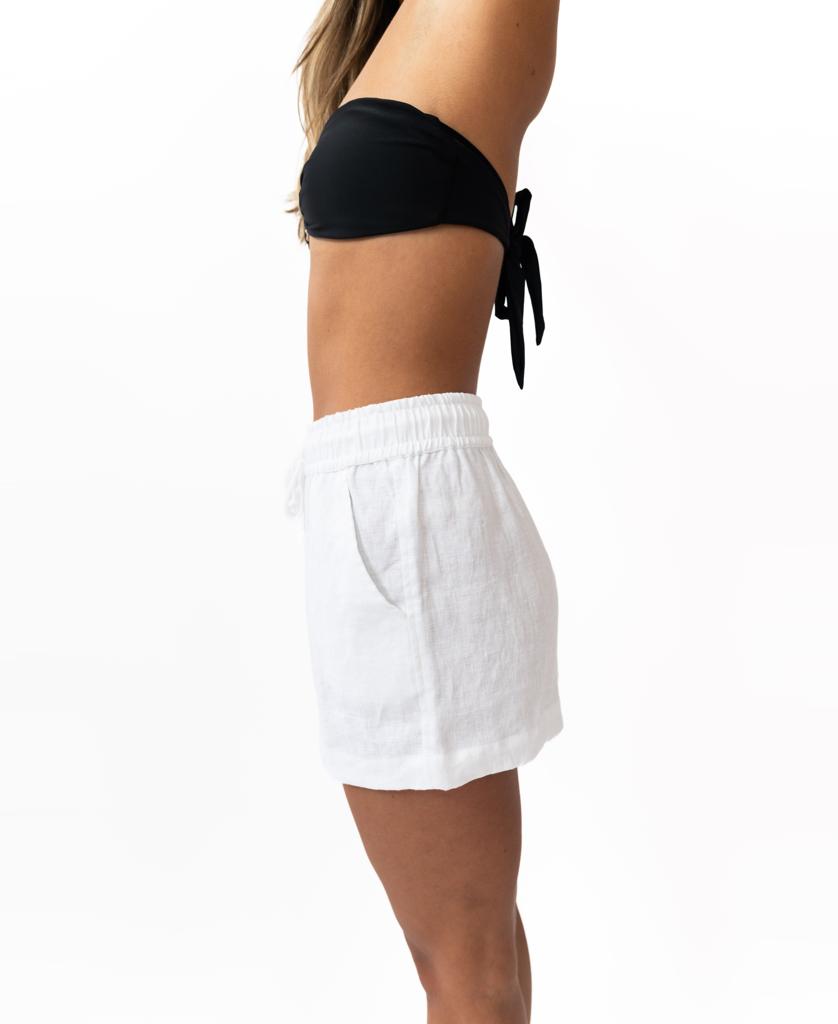 Gigi Linen Mini Skirt | White-Golden Breed