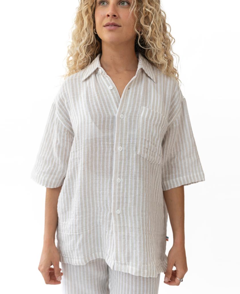 Bailey Shirt | Off White Stripe-Golden Breed