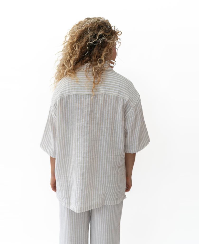 Bailey Shirt | Off White Stripe-Golden Breed