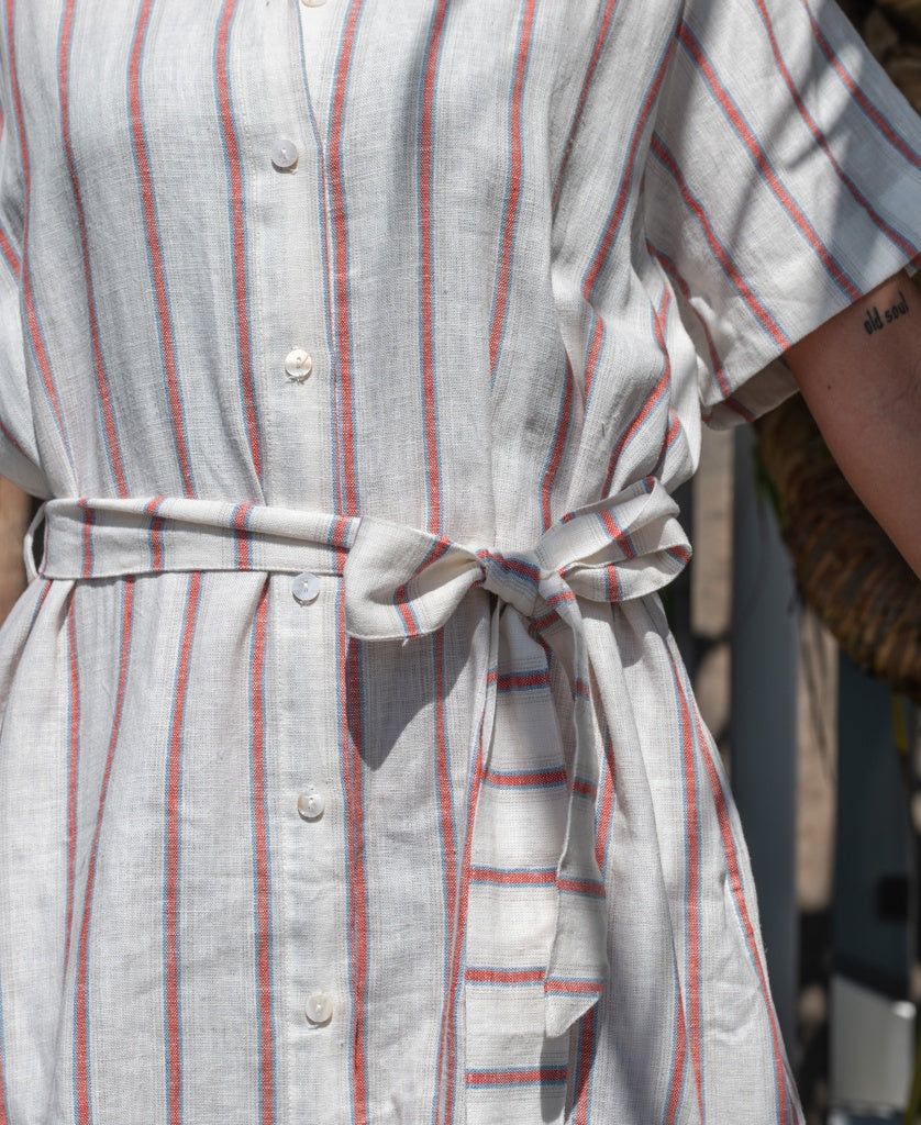 Lizzie Dress | Red / Off White Stripe