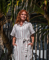 Golden Breed Lizzie Dress | Red / Off White Stripe - Dresses