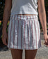 Gigi Linen Mini Skirt | Off White / Red Stripe