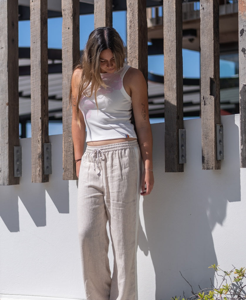Gigi Retro Linen Pant | Natural