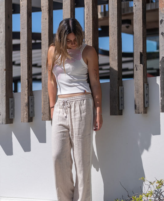Gigi Retro Linen Pant | Natural