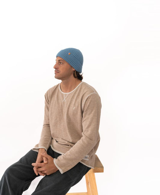 Rib Wool Beanie | Blue