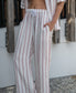 Gigi Linen Pant | Off White / Red Stripe