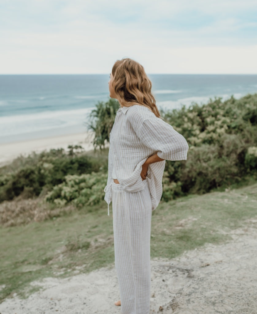 Liberty Pant | Off White Stripe-Golden Breed