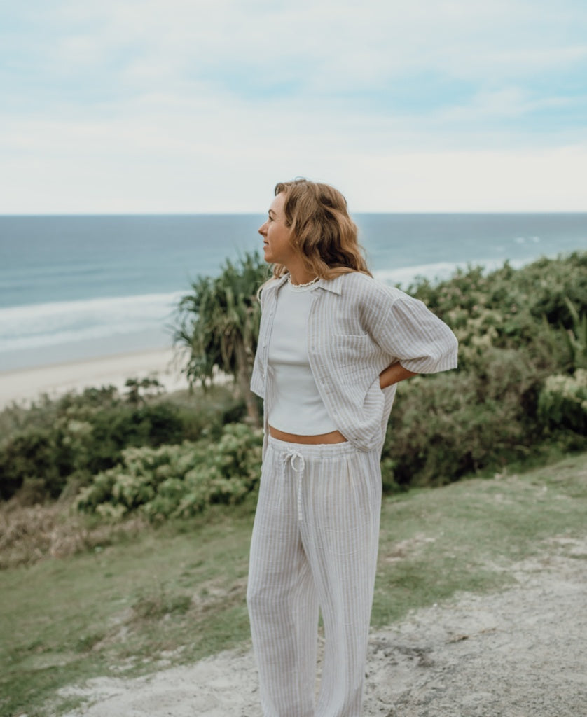 Liberty Pant | Off White Stripe-Golden Breed