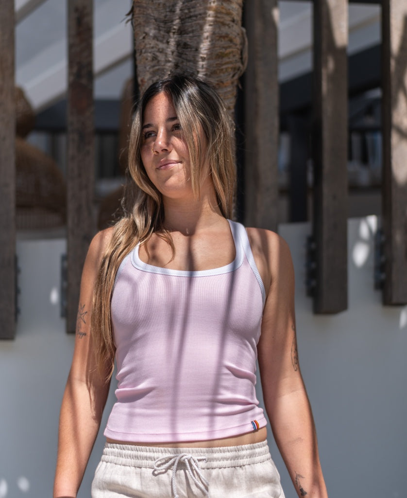Flick Ringer Tank | Baby Pink | Golden Breed