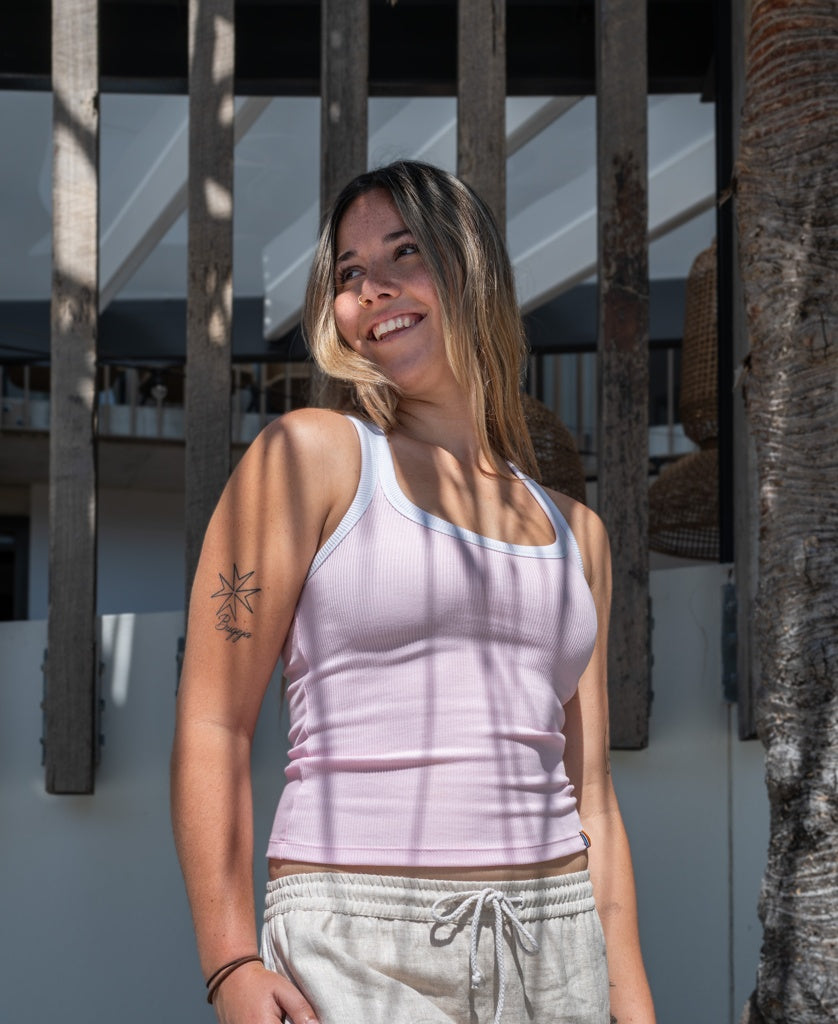Flick Ringer Tank | Baby Pink | Golden Breed