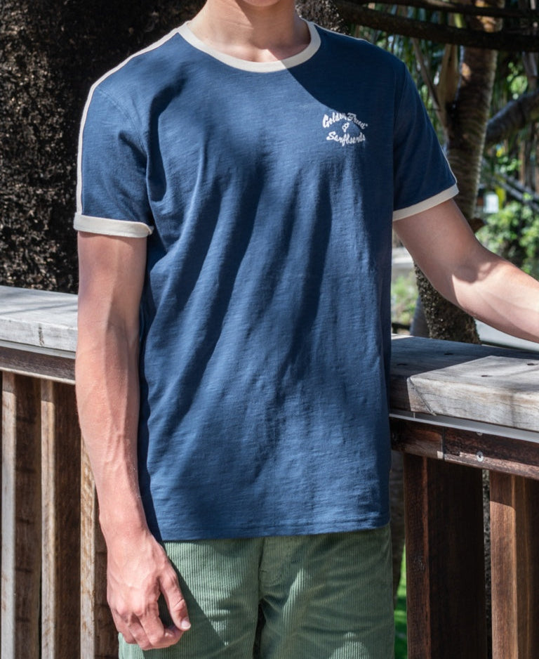 Flying Man Ringer Tee | Navy