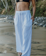 Gigi Linen Pant | White-Golden Breed