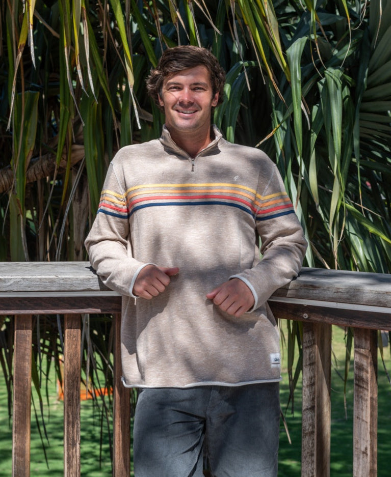Golden Breed Long Island 1/4 Zip Rag Top | Coffee Marle - Sweatshirts