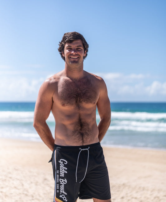 Retro Surf Elastic Waist Boardie | Black