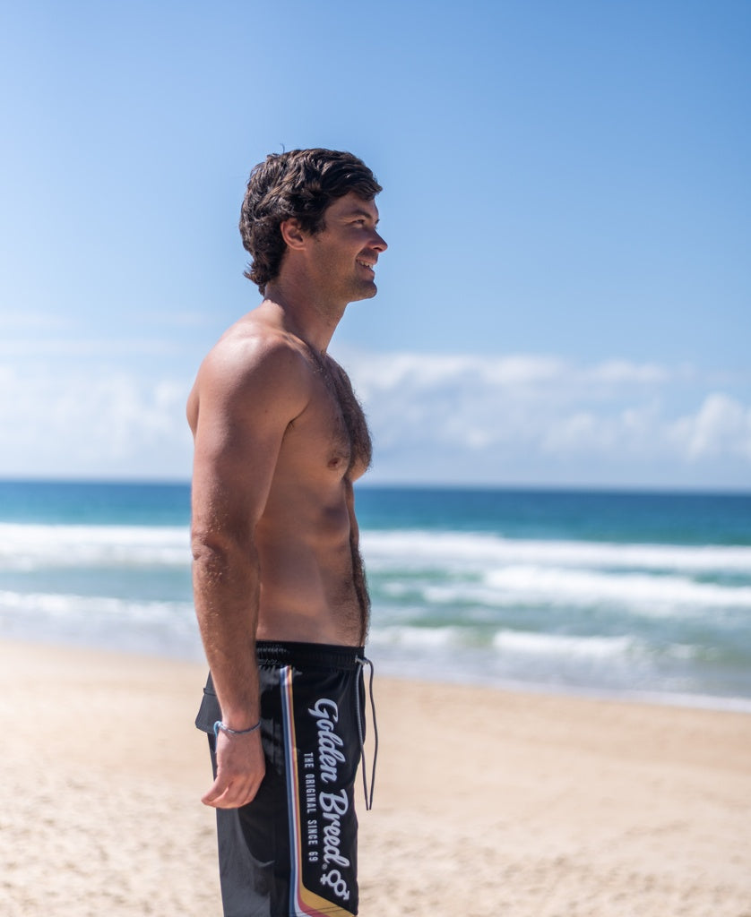 Retro Surf Elastic Waist Boardie | Black