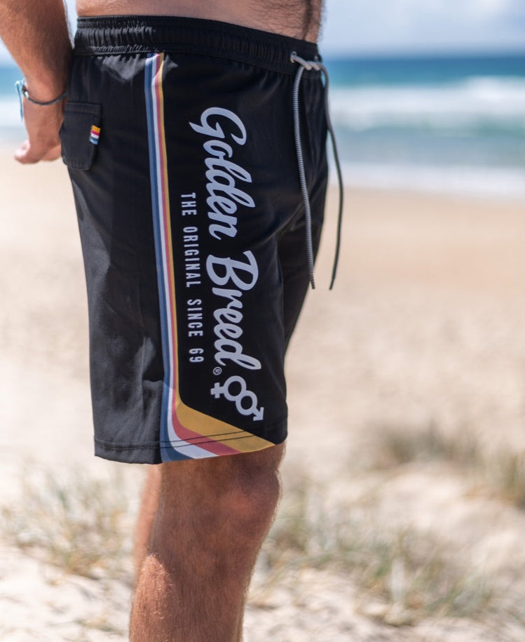 Retro Surf Elastic Waist Boardie | Black