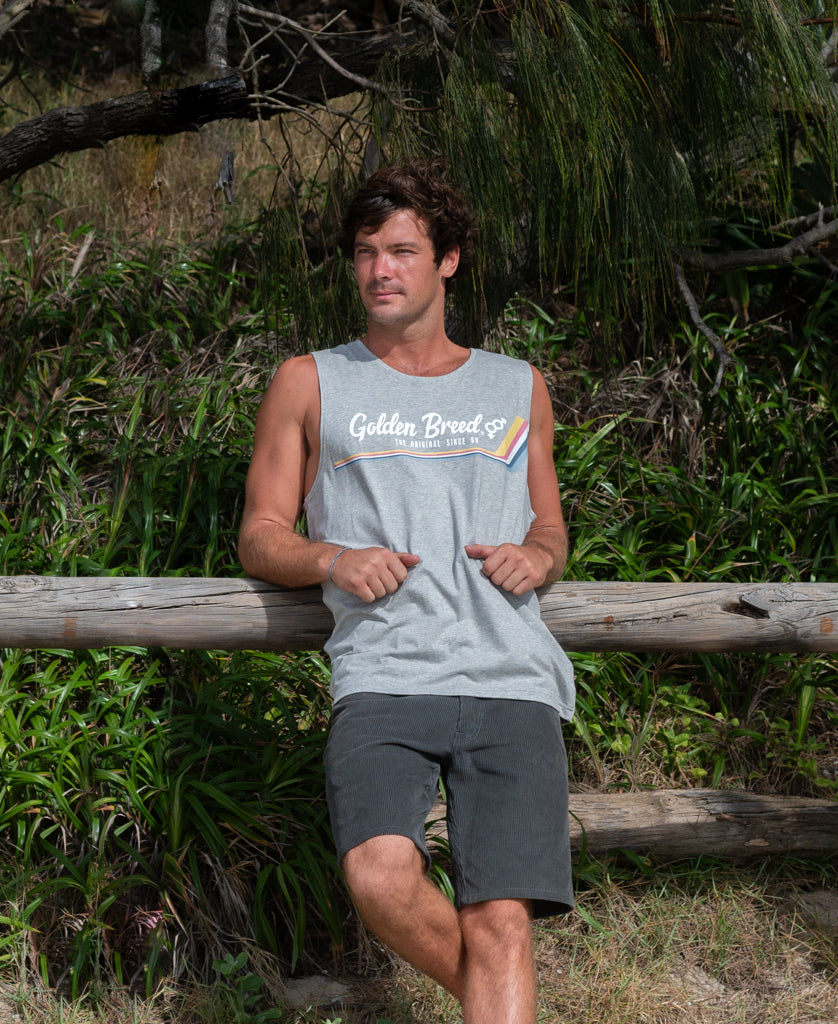 Retro Muscle Tank | Grey Marle