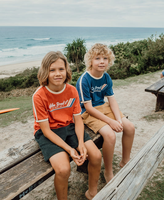 Boys Retro Ringer Tee | Wash Red