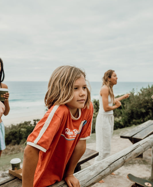 Boys Retro Ringer Tee | Wash Red