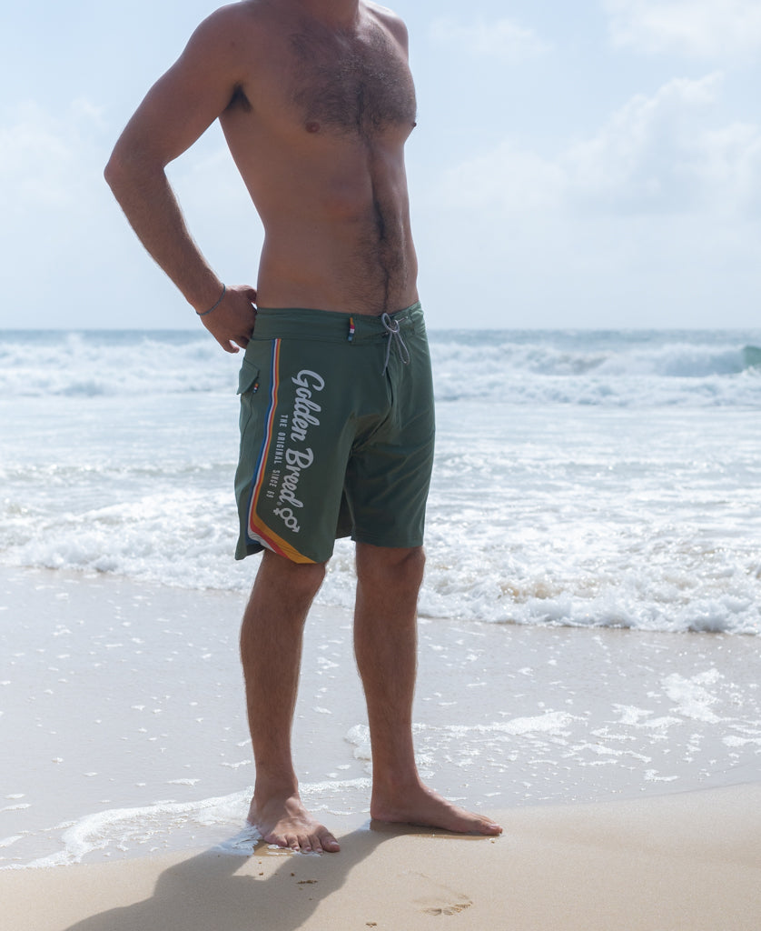 Retro Surf Boardie | Khaki