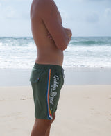 Golden Breed Retro Surf Elastic Waist Boardshort | Khaki - Boardshorts