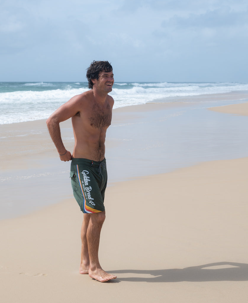 Golden Breed Retro Surf Boardshort | Khaki - Boardshorts