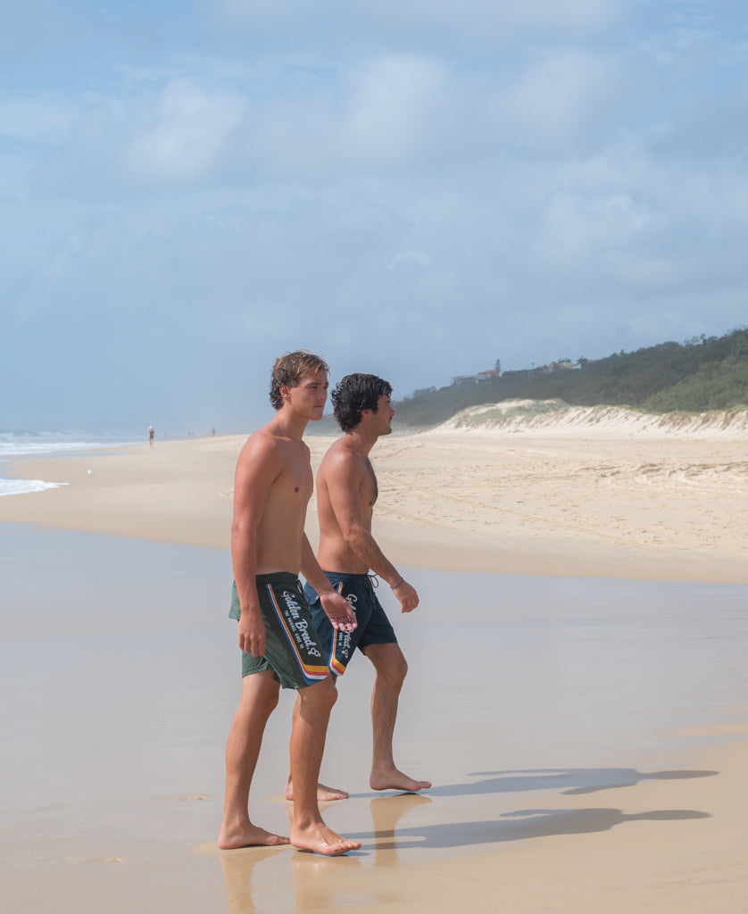 Retro Surf Elastic Waist Boardie | Khaki