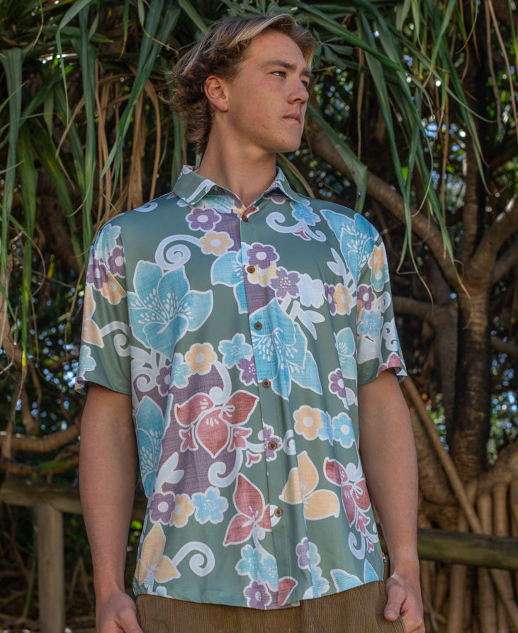 Golden Breed Gunna Batik Shirt | Leaf Green - Shirts