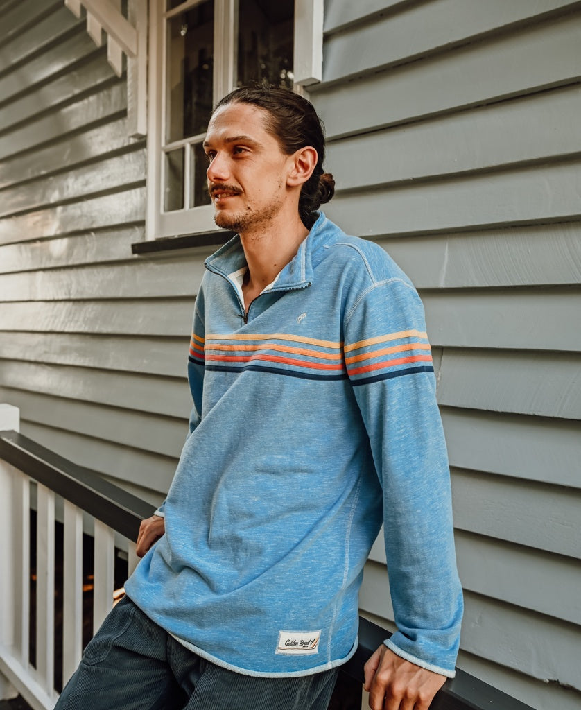 Golden Breed Long Island 1/4 Zip Rag Top | Sky Marle - Sweatshirts