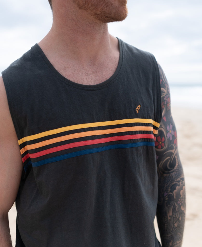 Long Island Muscle Tank | Wash Black-Golden Breed