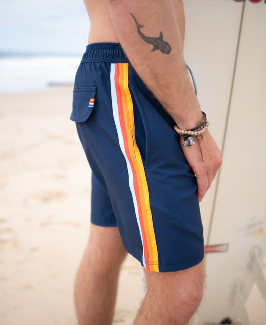 Long Island Elastic Waist Boardie | Navy