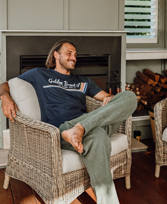 Retro Tee | Navy-Golden Breed