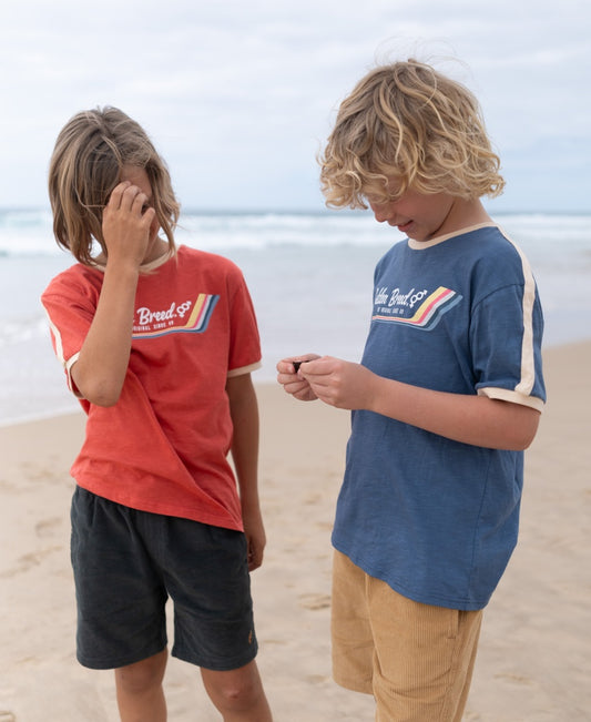 Boys Retro Ringer Tee | Dusty Blue