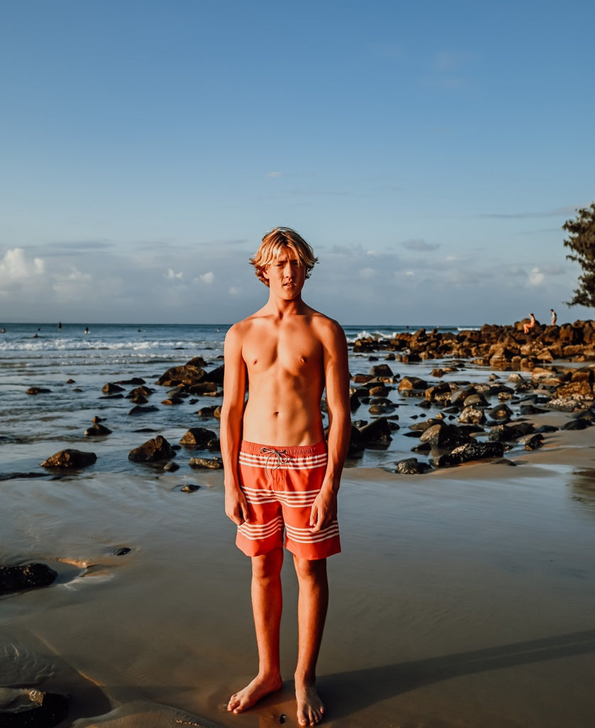 Beach Boy Elastic Boardie | Wash Red