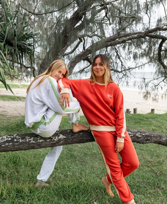 Koby Ringer Sweat | Wash Red/Beige