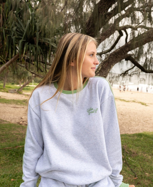 Koby Ringer Sweat | White Misty/Moss