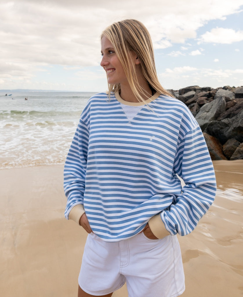 Ralph Stripe Ringer Crew | Blue/OW