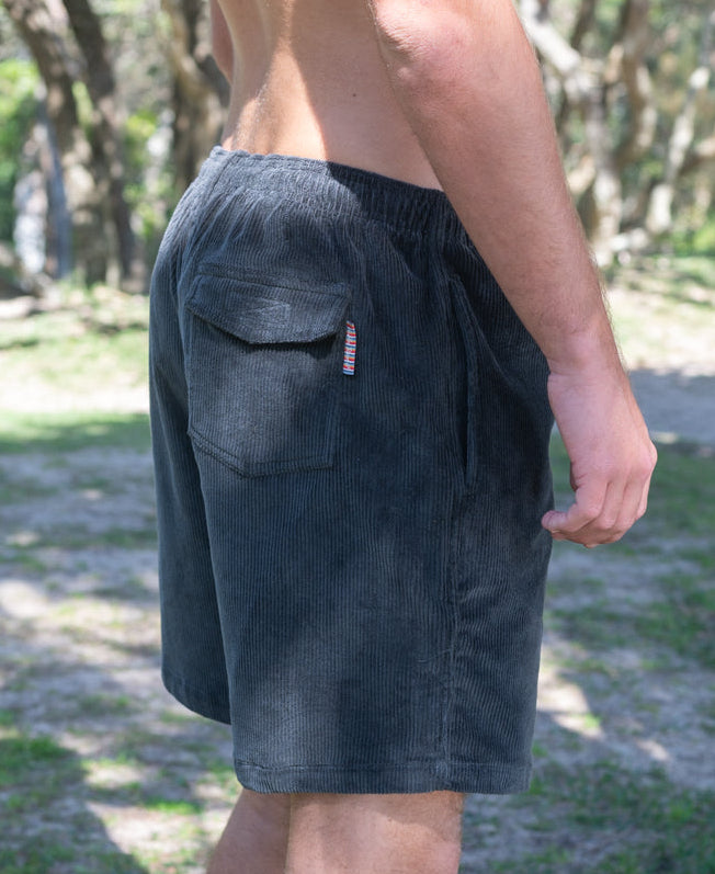 Golden Breed Fletch Cord Elastic Walkshort | Wash Black - Shorts