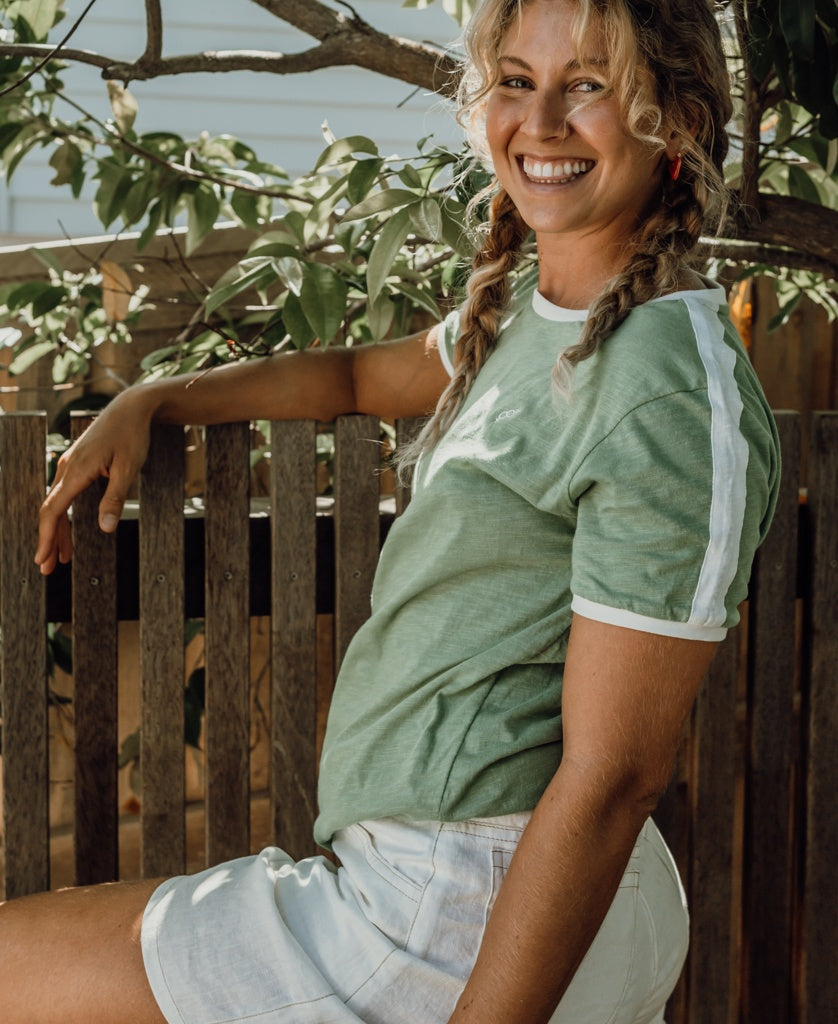 Ringer Tee | Moss-Golden Breed