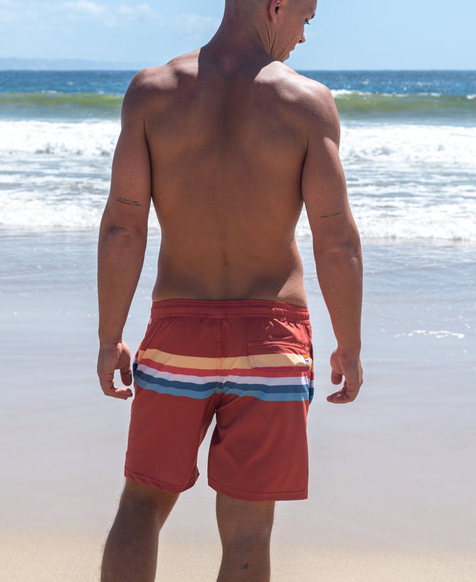 Golden Breed GoJo Elastic Waist Boardie | Wash Red - Boardshorts